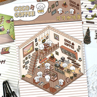 Nouveau dessin animé Miniature scène 3D aménagement paysager autocollants bricolage cabine scène autocollants