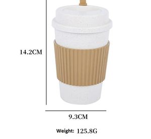 Tazas de Café Reutilizables de Paja de Trigo Creativas con Logotipo Personalizado, Bajo Pedido Mínimo, Antideslizantes, con Funda de Plástico - Product Image 4