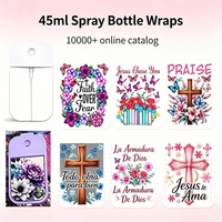 Pegatinas de regalo de Navidad, mini botella pulverizadora, impresión UV, diseño de lazo y café, botella de niebla UV DTF, pegatinas para llavero, calcomanías de transferencia