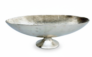 Luxury Handcrafted Aluminum Pedestal Fruit Bowl with Hammered <b>Silver</b> Finish Decorative Centerpiece - Product Image 3