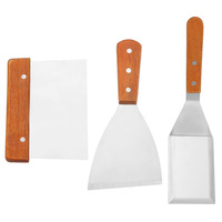 Gadget de cuisine professionnel en acier inoxydable manche en bois barbecue gril Pizza Burger Turner plaque chauffante longue spatule en métal spatule à steak