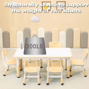 Ensemble table et chaises ergonomiques pour enfants, réglables en hauteur, <span class=keywords><strong>tableau</strong></span> <span class=keywords><strong>blanc</strong></span> peignable, 6 places, pour l'apprentissage familial et les activités des tout-petits - Product Image 3
