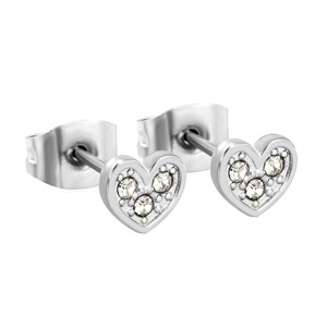 Pendientes de Acero Inoxidable con Forma de Corazón, Engaste de Diamantes, Joyería Fina para Uso Diario - Product Image 5