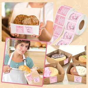 Pegatinas personalizadas para alimentos de estilo rústico, cuadradas de 1.5 pulgadas, en rollo rosa, para panadería casera, conservas, manualidades DIY, embalaje de regalos, venta al por mayor - Product Image 6