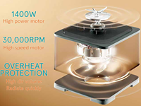 Mixeur professionnel haute vitesse avec puissance nominale de 1400 W, puissance de crête de 1800 W, lame en acier inoxydable, pour écraser la glace et préparer des smoothies