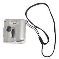 Mini 60x Microscope Magnifying Pocket Jewelry Magnifier Jeweler Loupe with 10X Folding Pocket Magnifier with LED Light