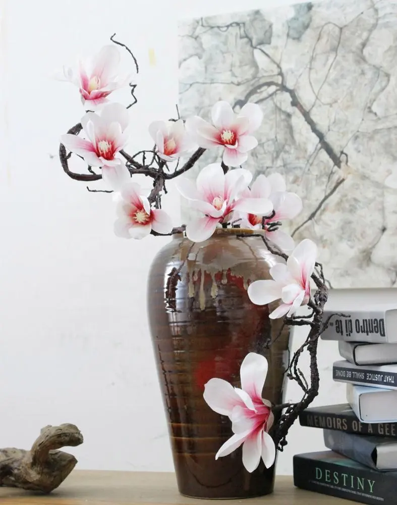 FC-R136 Alta qualidade flor artificial simulação ramo de plásticos-rosa de duas cores ameixa para venda