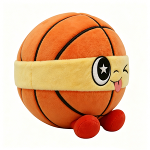 Peluche Personalizado de Color Naranja con Diadema Amarilla, Cara que Abre la Ojera y Ojos de Estrella, Adorable Almohada con Forma de Personaje de Baloncesto - Product Image 1