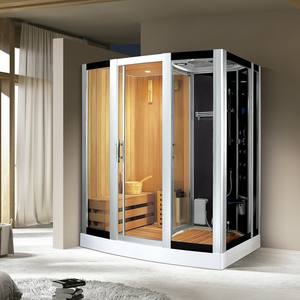 Luxus moderne Indoor Dry Wet kombinierte Holz sauna Dampf duschkabine Freistehende Hotel Whirlpools Badewannen Massage funktion - Product Image 5