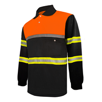 Polo de sécurité haute visibilité réfléchissant à manches longues, vêtement de travail de construction, avec poche, respirant, tissu Bird Eye, vente en gros, logo personnalisé, T-shirt