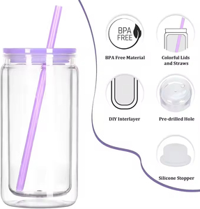 Vendita calda all'ingrosso 16oz doppia parete globo di neve acrilico in plastica può <span class=keywords><strong>Tumbler</strong></span> con coperchio e paglia - Product Image 3