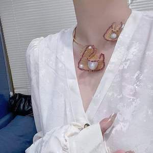 Handcrafted 14K Gold Filled Mesh Choker <b>Necklace</b> Natural Baroque Pearl & <b>Ruby</b> Handmade Women Jewelry for manufacture - Product Image 1