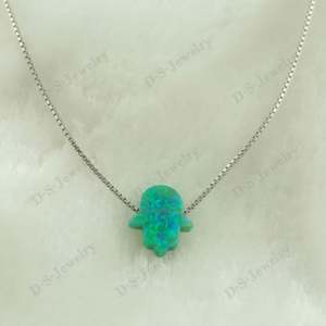 OP11 Kiwi venta al por mayor joyería de moda Hamsa forma ópalo sintético colgante/Joyería de ópalo - Product Image 2