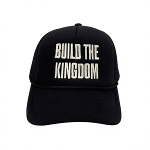 Custom Design Black 5-Panel <b>Foam</b> Hat Mesh Mid Profile Trucker Cap Logo Embroidery Multi Color Breathable Summer Sports Unisex - Product Image 1