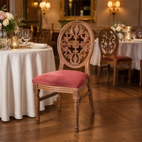 Chaises de banquet d'hôtel en plastique imitation bois de style rétro français, chaise Louis de luxe à dossier tournesol pour mariage, événement, restaurant