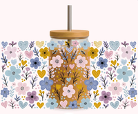 Gobelet Isotherme 16oz en Verre Motif Papillon Fleur de Cerisier Dessin Animé, Tasse à Café Glacé Pastel Libbey, Design Floral Mignon, Transfert Thermique