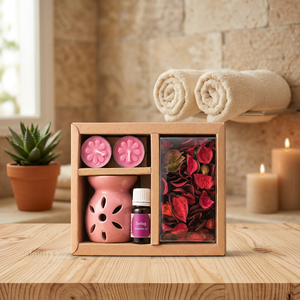 Stiny Essential Oil Gift Set With Pink <b>Ceramic</b> <b>Diffuser</b> Wooden Box Dried Flowers Candles Valentine'S Day Novelty Present - Product Image 2