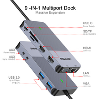 QGeeM USB 3.0 Hub Station d'accueil répartiteur d'adaptateur en alliage d'aluminium pour Triple affichage double pour HDMI VGA Mini PC Stock pour Xiaomi