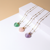 Collier Hisera tendance en tricot torsadé avec pendentif en cristal de quartz en forme de cœur, pierre naturelle, excellent cadeau pour les meilleurs amis