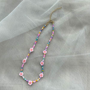 2025 nuevo bohemio hecho a mano linda flor Rosa cuentas de arcilla polimérica pulsera dulce anillo de dedo conjuntos joyería Diy gargantilla con cuentas de cristal rosa - Product Image 6