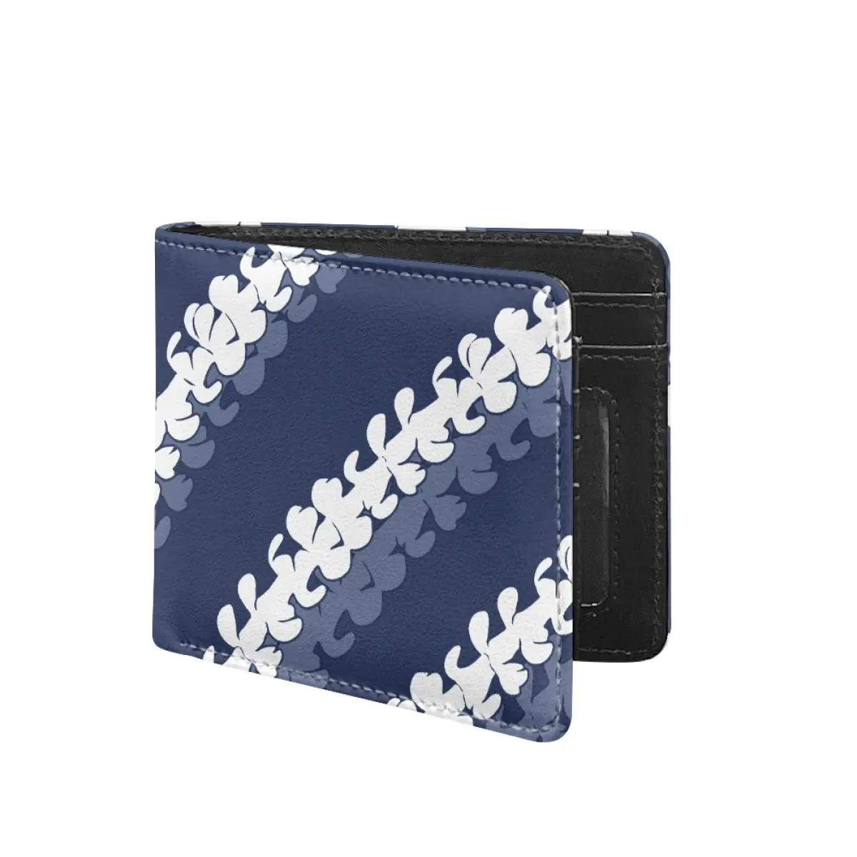 Fashion Modest Luxury PU Leather Men's Wallet Puakenikeni Hawaii Flower Pattern Print On Demand Custom Short Wallet