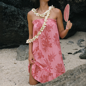 Robe décontractée surdimensionnée à volants, imprimé bohème personnalisé, en lin et coton de haute qualité - Product Image 1
