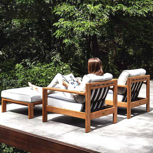 Sofá de Terraza para Crucero, Impermeable, con Protección Solar, para <span class=keywords><strong>Jardín</strong></span>, Patio, Conjunto de Muebles de Teca, Estilo Pastoral - Product Image 3