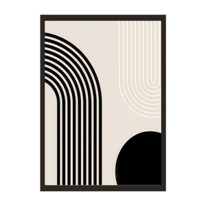 Midcentury Modern Abstract <b>Framed</b> <b>Wall</b> <b>Art</b> Print Black Frame Geometric Brown Beige Canvas Poster - Product Image 6