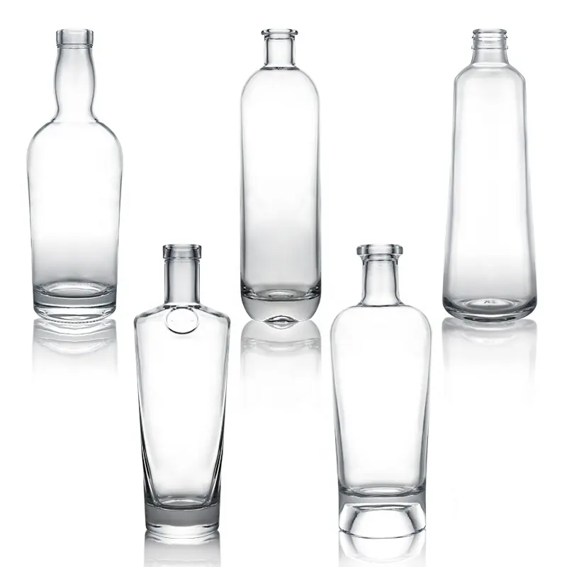 המחיר הטוב ביותר בקבוק זכוכית מודרני שמן זית 750 מ""ל סיטונאי בקבוקי אלכוהול מזכוכית מכסה הברגה עם וויסקי יין