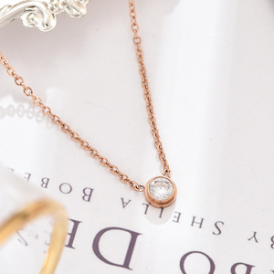 Collier tendance en acier inoxydable avec pendentif <span class=keywords><strong>cercle</strong></span> géométrique délicat en zircon CZ et chaîne serpent pour femme - Product Image 1