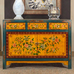 Mobile TV Credenza Antica Cinese in Legno Massello, Verniciata Eco-Compatibile, Multifunzionale per Ingresso, Cucina e Uso Alberghiero - Product Image 2