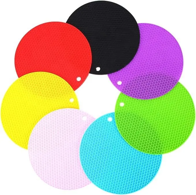 Non-slip table mats Honeycomb silicone mat silicone pot holder silicone round pad heat insulation cup mat