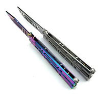 Couteau d'entraînement papillon en acier portable - Balisong d'entraînement non affûté tout en acier pour l'entraînement professionnel en extérieur
