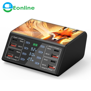 EONLINE <span class=keywords><strong>Cargador</strong></span> USB 3D de Nueve Colas de Zorro de 100 W QCPD3.0, Cargadores Inalámbricos de Carga Rápida, Estación de Carga Rápida de 8 Puertos para IPho - Product Image 1