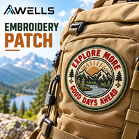 Écusson brodé personnalisé Boussole d'aventure et badge Montagne Rivière pour vestes, sacs à dos, casquettes et équipement de voyage AWELLS