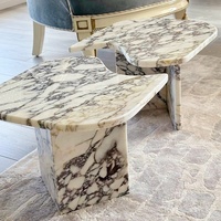 Mesa de salón de superficie sólida personalizada, diseño único, combinación Natural, Calacatta, viola, café, mármol, superficie sólida en vivo