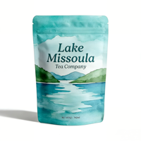 Sachet Doypack personnalisé imprimé paysage aquarelle, finition mate, pour emballage de thé, refermable avec fermeture éclair, à fond à soufflet et à encoche de déchirement, vente en gros