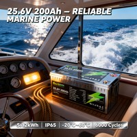 Baterai LiFePO4 25.6V 24V 200Ah Deep Cycle untuk Solar, Marine, dan RV