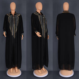 Robes de Soirée Africaines Grande Taille pour Femmes en Mousseline <span class=keywords><strong>Boubou</strong></span> Ankara Dashiki, Ensemble 2 Pièces Tenue Caftan Abayas Robe Djellaba <span class=keywords><strong>Femme</strong></span> de Dubaï - Product Image 6