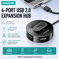 SAMZHE Hub USB 2.0 de 4 Puertos, Divisor Multipuerto USB A, Adaptador de Expansión de Datos de Alta Velocidad para Laptop, PC, Teclado, Ratón, Memoria USB