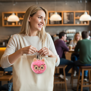 Portachiavi Fashion da Ragazza in Peluche con Simpatico Gufo Pompom Ciondolo per Borsa Ornamento da Appendere per Zaino Piccoli Regali - Product Image 5