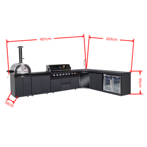<span class=keywords><strong>Cocina</strong></span> Exterior con Isla para Asar, Gabinetes de <span class=keywords><strong>Cocina</strong></span> Completos Personalizados, <span class=keywords><strong>Cocina</strong></span> Exterior en Forma de L, Gabinete para Asar de Acero Inoxidable Negro - Product Image 4