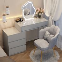 Table de toilette moderne de luxe avec miroir à LED et tiroir pour chambre à coucher, salon, hôtel ou salle à manger