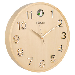 Wooden Wall Clock Round Quartz Battery Powered Minimalist Design For Home Office Decor - Product Image 3