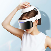 Masseur de Tête Électrique Rechargeable à Pression d'Air avec Massage des Yeux pour Soulagement Chaleureux du Stress, Détente et Musique Intelligente