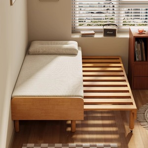 <b>Sofa</b> <b>Bed</b> Solid Wood Foldable Push Pull Convertible Double Or Single Size For <b>Small</b> Apartment Study Room - Product Image 2