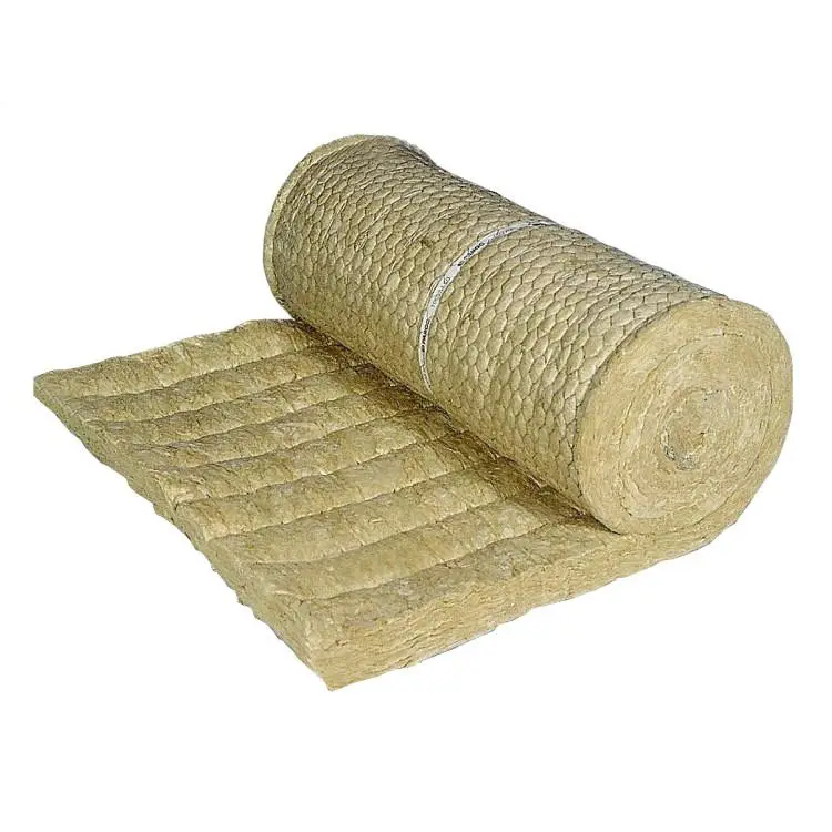 Cobertor de lã de basalto com malha de fio, cobertor de lã mineral de alta densidade de fábrica, materiais de isolamento