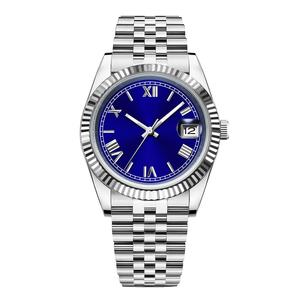 Reloj Mecánico con Esfera Turquesa, Reloj de Pulsera de Acero Inoxidable, Bisel Acanalado, Visualización de Fecha, Logotipo Personalizado para Hombre - Product Image 3