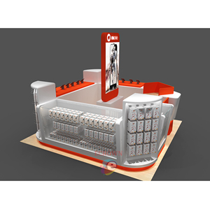 High end luxury wooden kiosk fixtures leather wooden display showcase wood design <strong>shelves</strong> display for <strong>shose</strong> cell - Product Image 1