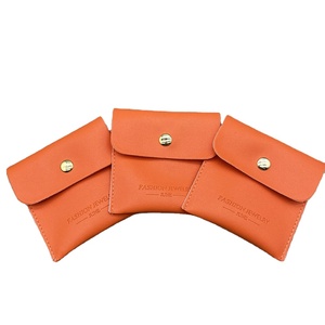 Nouveaux sacs d'emballage pour bijoux, pochette à bijoux orange avec logo personnalisé - Product Image 1